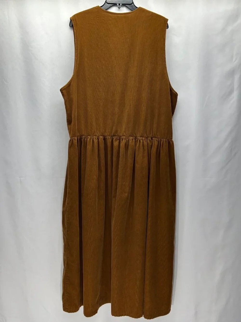 Vintage Eddie Bauer Brown Corduroy Sleeveless Button-Front Midi Dress Womens L - Picture 2 of 16